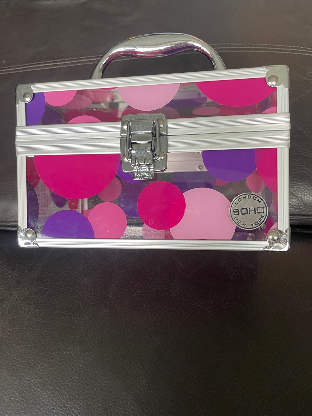 Soho Clear Acrylic Case with Pink and Purple Dot Design